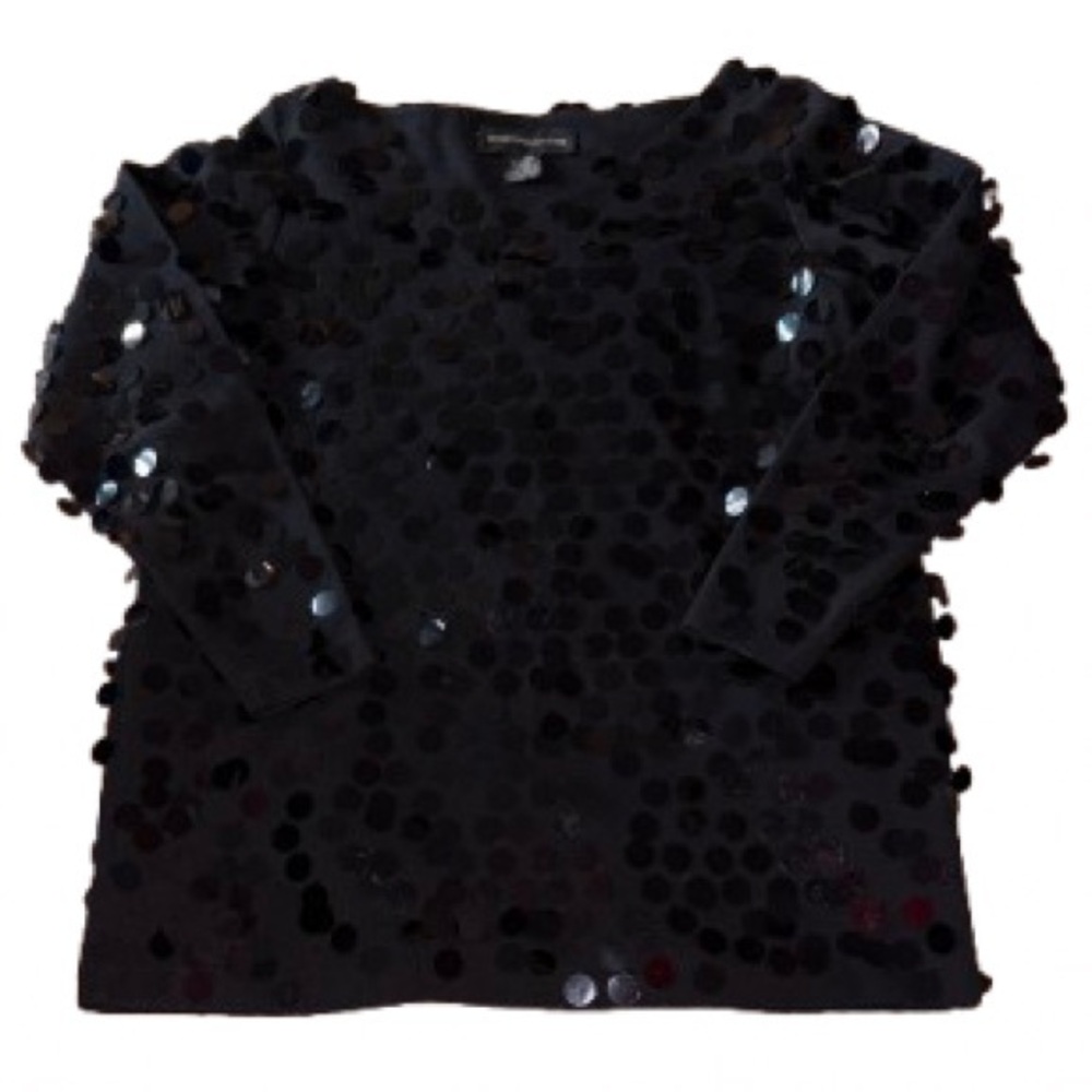 Andrea Jovine black V-neck sweater with black large sequin detailing size M